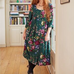 APRIL CORNELL Green Floral Cottage Rose Dress